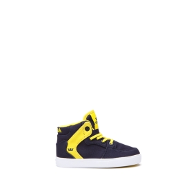 Kids Supra High Top Shoes TODDLER VAIDER Navy/Yellow/white | AU-35532